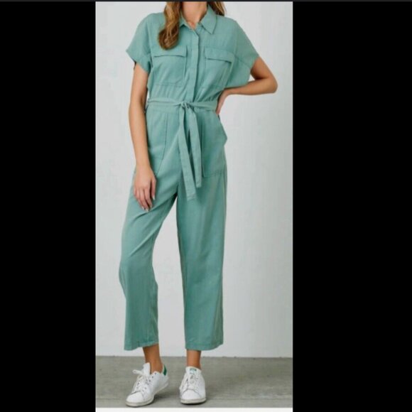 SOLD!!! Universal Thread Green Linen Jumpsuit sz16 - Picture 1 of 8